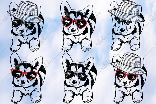 Corgi Sunglasses Straw Hat Summer Hat Dog Cut Files SVG nikola 