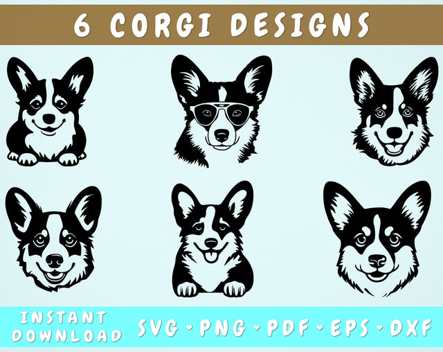 Corgi SVG Bundle, 6 Designs, Corgi PNG, Corgi Clipart, Welsh Corgi SVG SVG HappyDesignStudio 