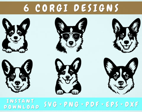 Corgi SVG Bundle, 6 Designs, Corgi PNG, Corgi Clipart, Welsh Corgi SVG SVG HappyDesignStudio 