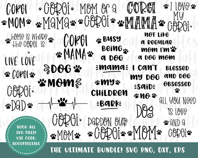 corgi svg bundle, corgi svg files, dog mom svg, corgi mom svg, corgi life svg, corgi dad svg, corgi home svg, png SVG WildOakSVG 