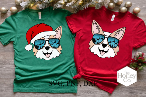 Corgi SVG PNG DXF Santa Sunglasses Christmas Hand Drawn Dog Cut File SVG The Honey Company 