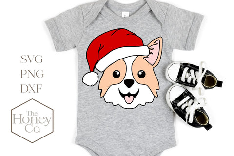 Corgi SVG PNG DXF Santa Sunglasses Christmas Hand Drawn Dog Cut File SVG The Honey Company 