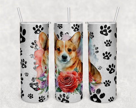 Corgi Tumbler Wraps Bundle, 20 Oz Skinny Tumbler Corgi Sublimation Designs, Seamless Corgi PNG, 5 Designs Sublimation HappyDesignStudio 