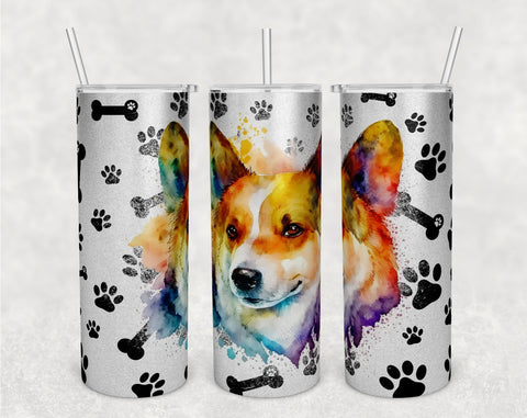Corgi Tumbler Wraps Bundle, 20 Oz Skinny Tumbler Corgi Sublimation Designs, Seamless Corgi PNG, 5 Designs Sublimation HappyDesignStudio 