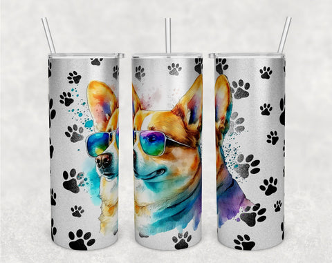 Corgi Tumbler Wraps Bundle, 20 Oz Skinny Tumbler Corgi Sublimation Designs, Seamless Corgi PNG, 5 Designs Sublimation HappyDesignStudio 