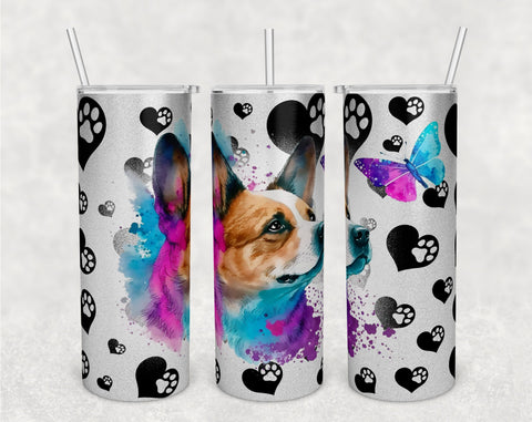Corgi Tumbler Wraps Bundle, 20 Oz Skinny Tumbler Corgi Sublimation Designs, Seamless Corgi PNG, 5 Designs Sublimation HappyDesignStudio 