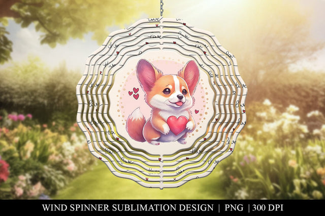 Corgi Valentine's Day Wind Spinner Sublimation PNG Sublimation BijouBay 