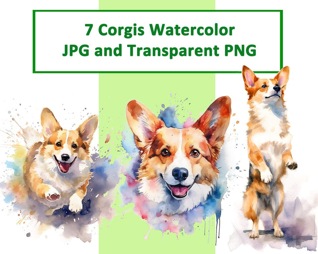 Corgi Watercolor JPG PNG Sublimation nikola 