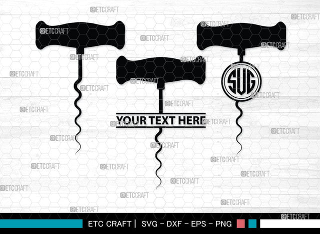 Corkscrew Monogram, Corkscrew Silhouette, Corkscrew SVG, Bottle Opener Svg, Bottle Opener Svg, Screw Svg, Corkscrew Silhouette Bundle, SB00066 SVG ETC Craft 