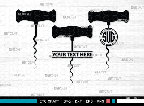 Corkscrew Monogram, Corkscrew Silhouette, Corkscrew SVG, Bottle Opener Svg, Bottle Opener Svg, Screw Svg, Corkscrew Silhouette Bundle, SB00066 SVG ETC Craft 