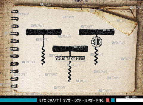 Corkscrew Monogram, Corkscrew Silhouette, Corkscrew SVG, Bottle Opener Svg, Bottle Opener Svg, Screw Svg, Corkscrew Silhouette Bundle, SB00066 SVG ETC Craft 