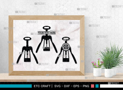 Corkscrew Monogram, Corkscrew Silhouette, Corkscrew SVG, Bottle Opener Svg, Bottle Opener Svg, Screw Svg, Corkscrew Silhouette Bundle, SB00066 SVG ETC Craft 