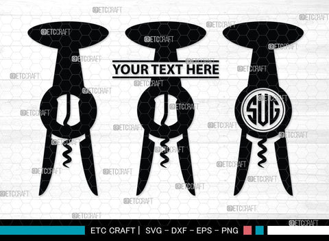 Corkscrew Monogram, Corkscrew Silhouette, Corkscrew SVG, Bottle Opener Svg, Bottle Opener Svg, Screw Svg, Corkscrew Silhouette Bundle, SB00066 SVG ETC Craft 