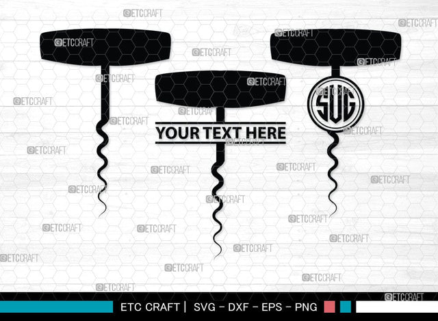 Corkscrew Monogram, Corkscrew Silhouette, Corkscrew SVG, Bottle Opener Svg, Bottle Opener Svg, Screw Svg, Corkscrew Silhouette Bundle, SB00066 SVG ETC Craft 