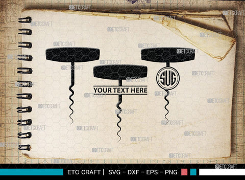 Corkscrew Monogram, Corkscrew Silhouette, Corkscrew SVG, Bottle Opener Svg, Bottle Opener Svg, Screw Svg, Corkscrew Silhouette Bundle, SB00066 SVG ETC Craft 