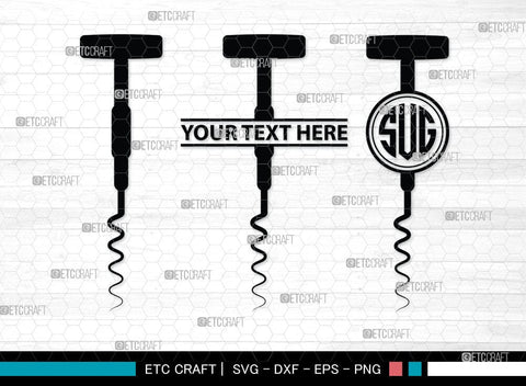 Corkscrew Monogram, Corkscrew Silhouette, Corkscrew SVG, Bottle Opener Svg, Bottle Opener Svg, Screw Svg, Corkscrew Silhouette Bundle, SB00066 SVG ETC Craft 