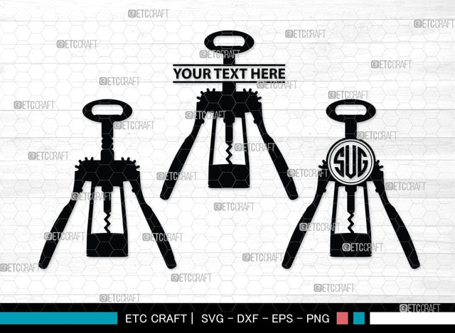 Corkscrew Monogram, Corkscrew Silhouette, Corkscrew SVG, Bottle Opener Svg, Bottle Opener Svg, Screw Svg, Corkscrew Silhouette Bundle, SB00066 SVG ETC Craft 
