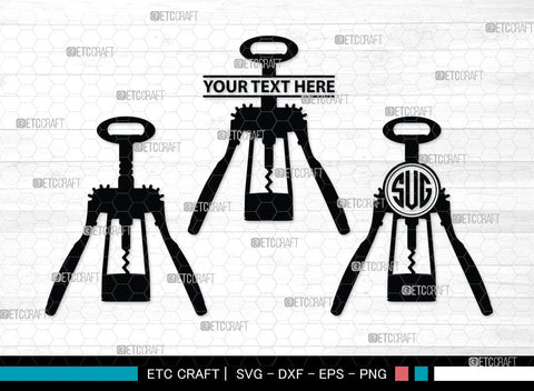 Corkscrew Monogram, Corkscrew Silhouette, Corkscrew SVG, Bottle Opener Svg, Bottle Opener Svg, Screw Svg, Corkscrew Silhouette Bundle, SB00066 SVG ETC Craft 