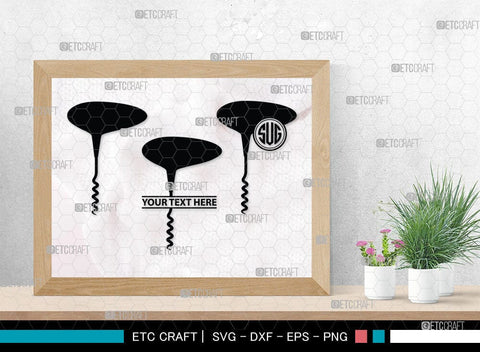 Corkscrew Monogram, Corkscrew Silhouette, Corkscrew SVG, Bottle Opener Svg, Bottle Opener Svg, Screw Svg, Corkscrew Silhouette Bundle, SB00066 SVG ETC Craft 
