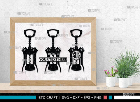 Corkscrew Monogram, Corkscrew Silhouette, Corkscrew SVG, Bottle Opener Svg, Bottle Opener Svg, Screw Svg, Corkscrew Silhouette Bundle, SB00066 SVG ETC Craft 