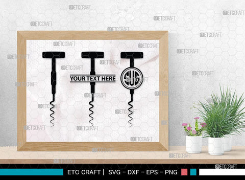Corkscrew Monogram, Corkscrew Silhouette, Corkscrew SVG, Bottle Opener Svg, Bottle Opener Svg, Screw Svg, Corkscrew Silhouette Bundle, SB00066 SVG ETC Craft 