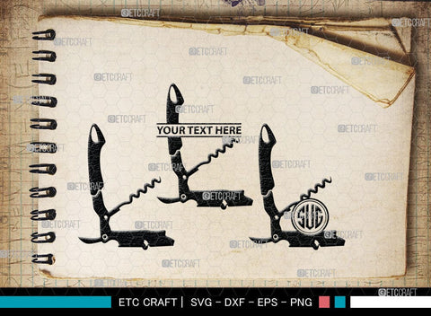 Corkscrew Monogram, Corkscrew Silhouette, Corkscrew SVG, Bottle Opener Svg, Bottle Opener Svg, Screw Svg, Corkscrew Silhouette Bundle, SB00066 SVG ETC Craft 