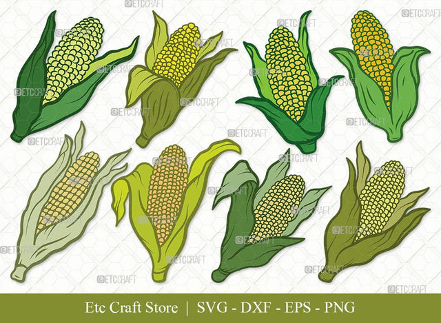 Corn Clipart SVG Cut File | Maize Svg |Cob Svg | Fruit Svg | Farm Svg | Vegetable Bundle | Summer SVG | Eps | Dxf | Png | SVG ETC Craft 