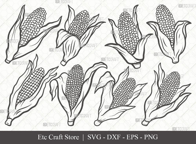 Corn Outline SVG Cut File | Maize Svg |Cob Svg | Fruit Svg | Farm Svg | Vegetable Bundle | Summer SVG | Eps | Dxf | Png | SVG ETC Craft 
