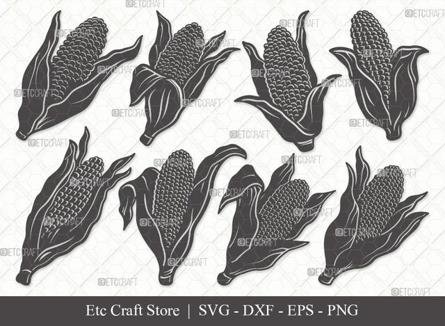 Corn Silhouette SVG Cut File | Maize Svg |Cob Svg | Fruit Svg | Farm Svg | Vegetable Bundle | Summer SVG | Eps | Dxf | Png | SVG ETC Craft 