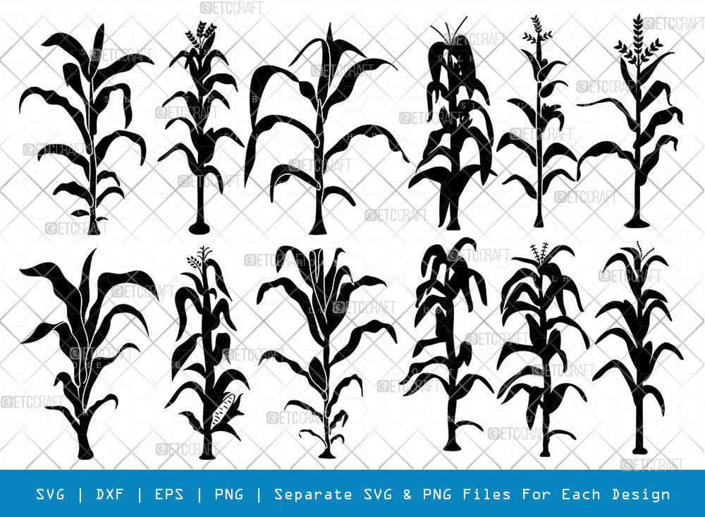 Corn Stalk SVG, Corn Stalk Silhouette, Corn Tree Svg, Corn Svg, Corn ...