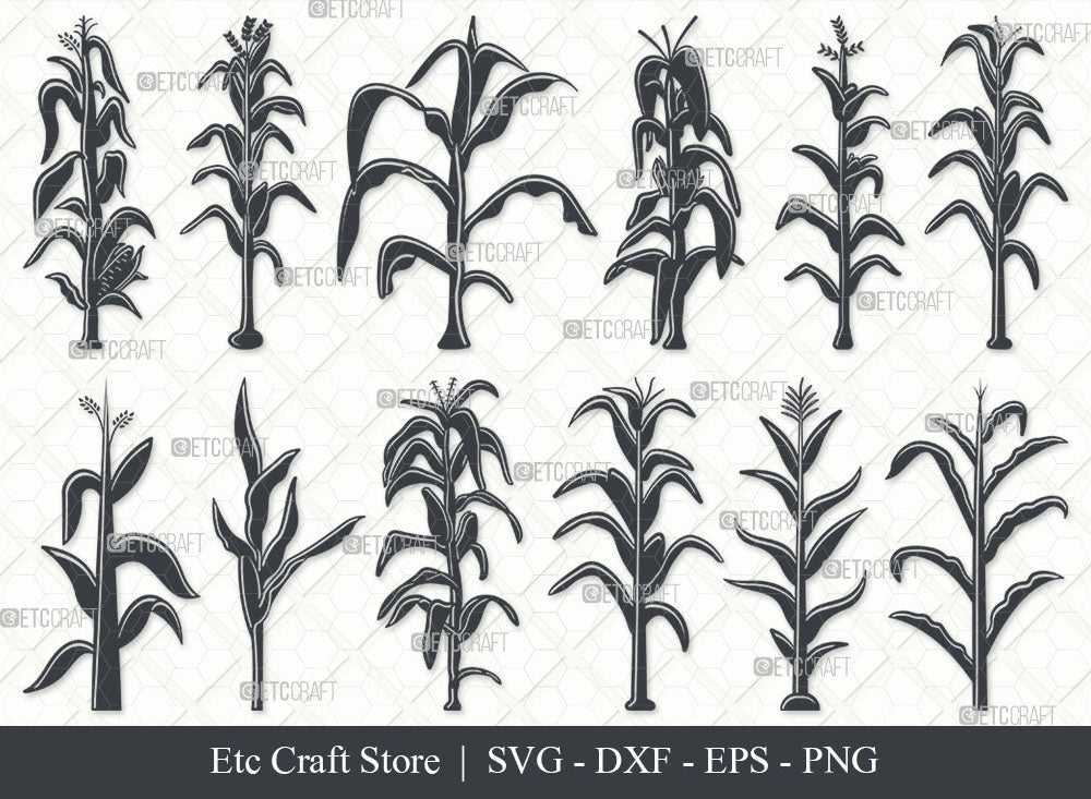 Corn Stalk SVG, Corn Stalk Silhouette, Corn Tree Svg, Corn Svg, Corn ...