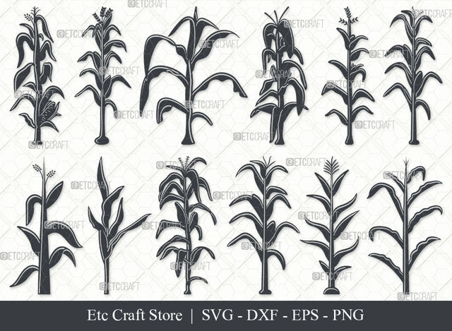 Corn Stalk SVG, Corn Stalk Silhouette, Corn Tree Svg, Corn Svg, Corn Stalk Icon Svg, Corn Lover Svg, Corn Life Svg, Corn Stalk Bundle SVG ETC Craft 