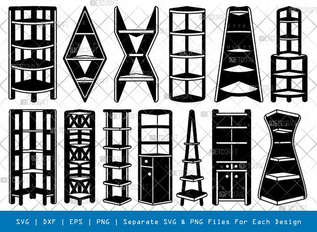 Corner Rack Silhouette, Corner rack SVG, Wall Shelf Svg, Standing Shelf Svg, Corner Shelf Svg, Corner rack Bundle, SB00935 SVG ETC Craft 