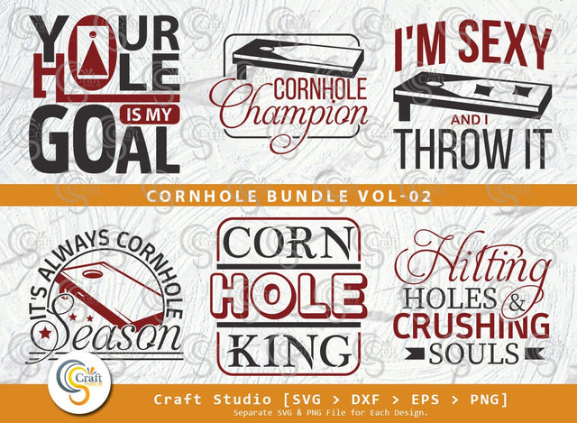Cornhole Bundle Vol-02, Your Hole Is My Goal, Cornhole Champion, I'm Sexy and I Throw It, Cornhole King, Hitting Holes And , Cornhole Quote SVG ETC Craft 