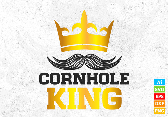 Cornhole King Gift for Corn Hole Winer Player Editable Vector T shirt Design in Ai Png Svg Files SVG DesignDestine 