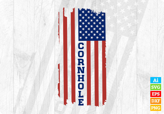 Cornhole with USA Flag 4th of July Editable Vector T shirt Design in Ai Png Svg Files SVG DesignDestine 
