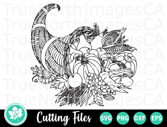 Cornucopia SVG | Thanksgiving SVG | Zentangle SVG SVG TrueNorthImagesCA 