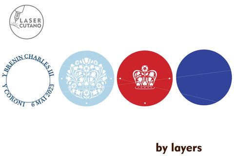 Coronation Decoration Layered Cut File, King Charles III, England, Great Britain, United Kingdom SVG LaserCutano 