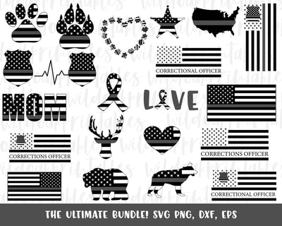 correctional officer svg bundle, corrections svg bundle, correction officer flag svg, correctional officer gray line flag, CO wife svg, SVG WildOakSVG 