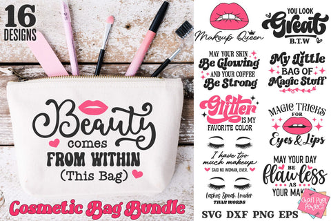 Cosmetic Bag Quotes Svg, Makeup Bag SVG Bundle SVG Craft Pixel Perfect 