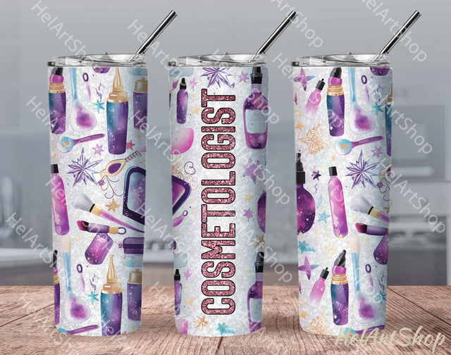 Cosmetologist Tumbler Wrap, 20Oz Skinny Tumbler PNG Sublimation _HelArtShop_ 
