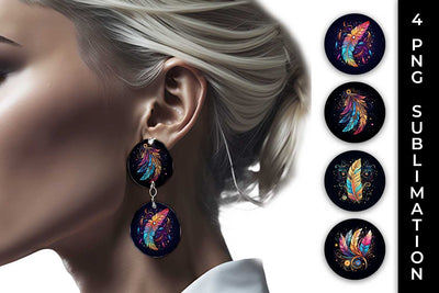 Cosmic Feather Tribe - Earrings Sublimation Bundle Sublimation Sintegra 