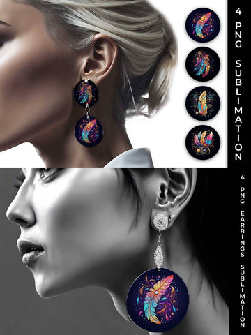 Cosmic Feather Tribe - Earrings Sublimation Bundle Sublimation Sintegra 