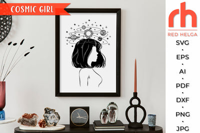 Cosmic Girl SVG - Head with Planets Cut File SVG RedHelgaArt 