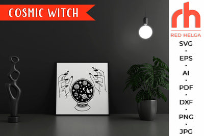Cosmic Witch SVG - Crystal Ball Cut File SVG RedHelgaArt 