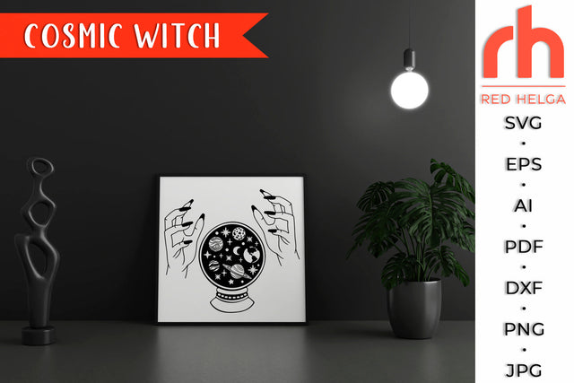 Cosmic Witch SVG - Crystal Ball Cut File SVG RedHelgaArt 