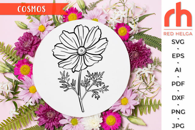 Cosmos SVG - Libra Flower Cut File SVG RedHelgaArt 