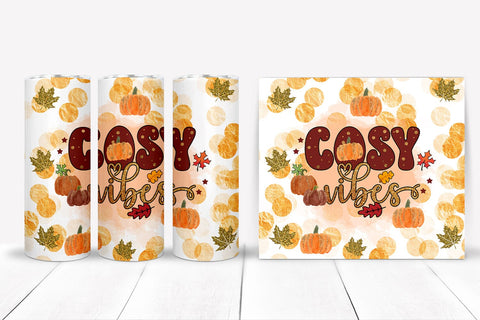 Cosy Vibes Tumbler Sublimation I Fall Tumbler Wrap PNG Sublimation Happy Printables Club 