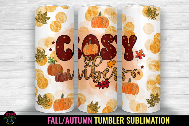 Cosy Vibes Tumbler Sublimation I Fall Tumbler Wrap PNG Sublimation Happy Printables Club 