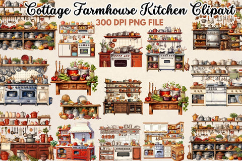 Cottage Farmhouse Kitchen Clipart Sublimation Regulrcrative 